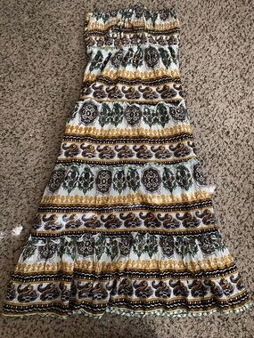 Bohemian Pattern Strapless Dress